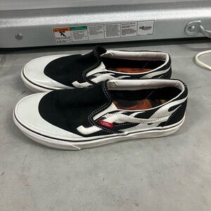 Vans x A$AP Worldwide Black and Red Classic Slip-On Shoes